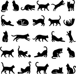 Fototapeta premium set of cats silhouettes