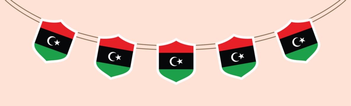 Libya Flag Pennant Garland Bunting Decoration Isolated