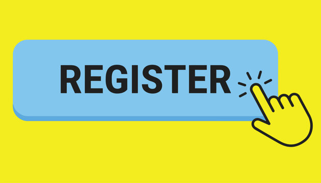 Register-Now Button Graphic Illustration With Hand Cursor Pointer For Online Registration Membership Sign Up And Web UI Designs