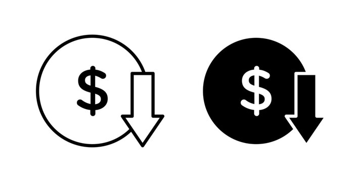 Cost Reduction Icon represents lowering expenses, improving efficiency, saving money, optimizing resources, and reducing business or operational costs.