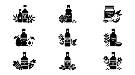 Naklejka premium Black oil bottles with natural ingredients.