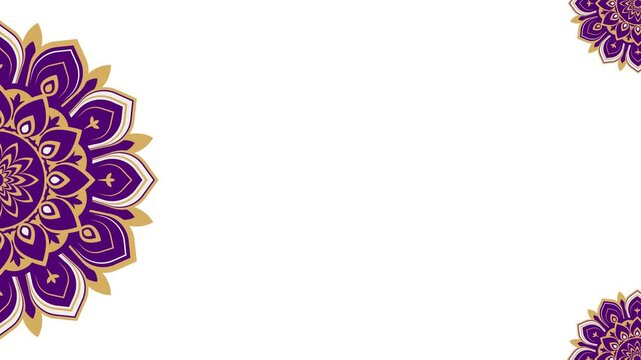 Seamless Rotating Arabic Mandala Design Animation with white background