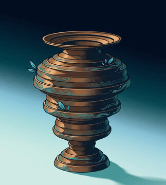 Ceramic object shape sculptural pot illustration