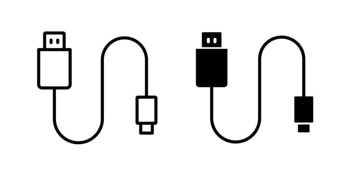 Phone Cable Icon represents wired connections used for charging, powering, syncing, and transferring information between phones and compatible devices.