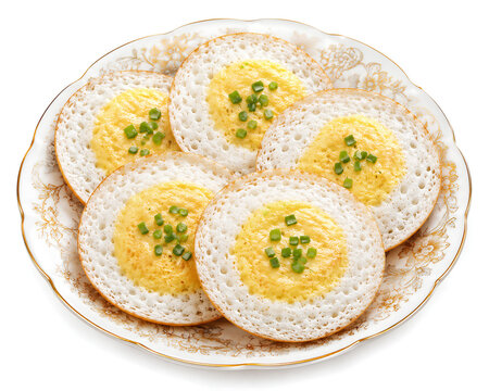 a traditional food from indonesia " serabi telur"