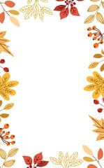 Fototapeta premium Elegant Autumn Floral Frame with Dried Flowers and Fall Leaves