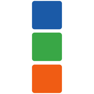 Three Vertical Rounded Square Color Blocks Blue Green Orange