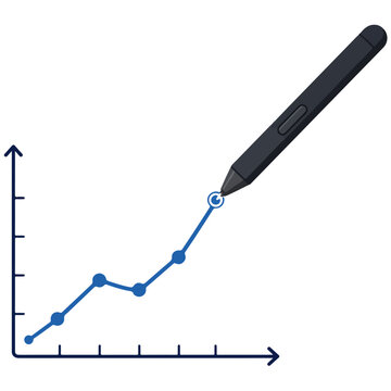Upward Trend Line Graph with Digital Stylus and Refresh Icon