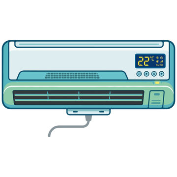 Wall Mounted Air Conditioner Flat Vector Illustration
