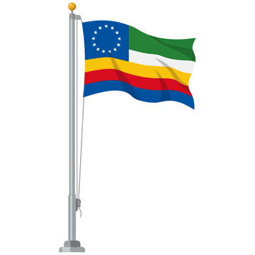 Waving Flag with Star Canton and Stripes on Flagpole