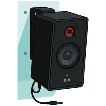 Wall Mounted Audio Speaker Vector Illustration