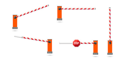 Parking lot gate arm barrier in various positions transparent background © Mahmuda