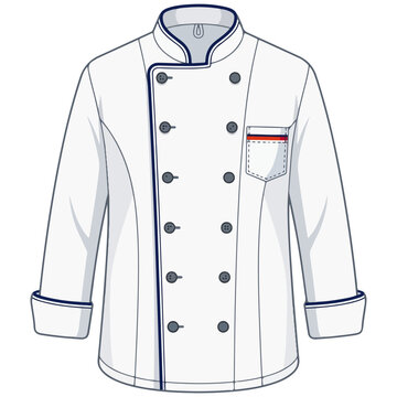 White Double Breasted Chef Coat Vector Illustration