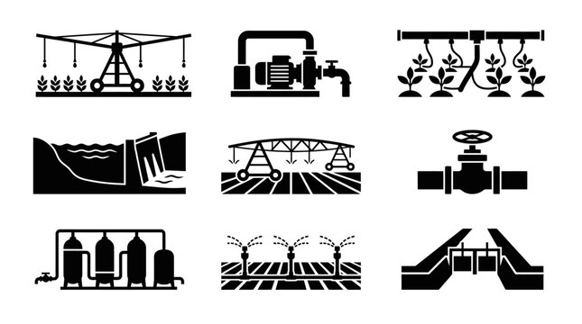 Industrial farming and agriculture icons.