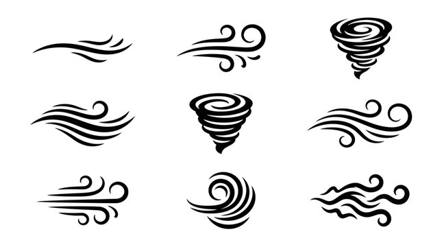 Tornado Wind Swirl Storm Weather Symbols.