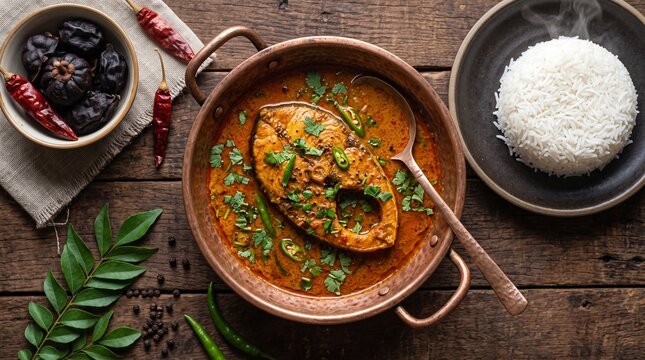 Goan Fish Curry with Rice and Fresh Kokum