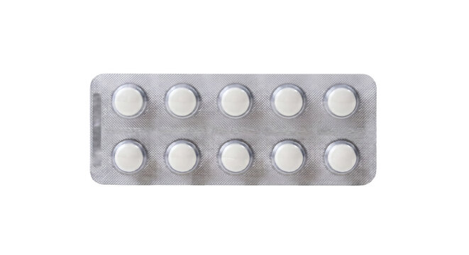 pills in blister pack isolated on transparent background, PNG