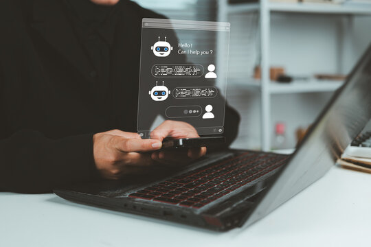AI chat agent interacts with clients using artificial intelligence, demonstrating automated communication, smart assistance, and intelligent digital support for modern business services.