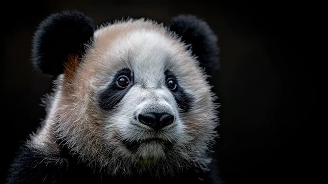 panda on a black background