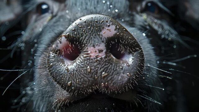 black pig's mouth close up