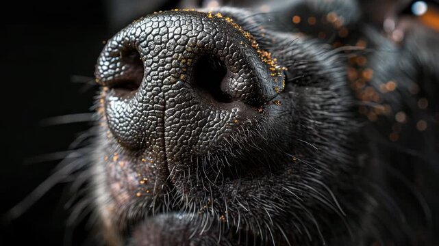 close up of a black dog