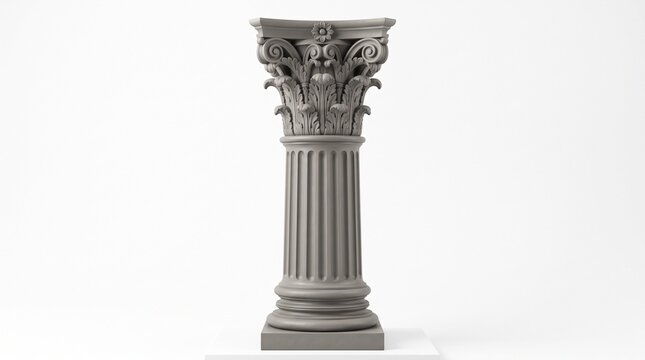 Classical corinthian column architectural order with detailed acanthus leaves