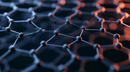 Fototapeta premium A close up view of a hexagonal lattice structure with glowing nodes and connecting lines showcasing a futuristic material design