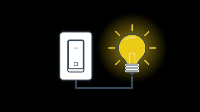 Illuminated idea concept - light bulb turns on with a switch, representing innovation and inspiration