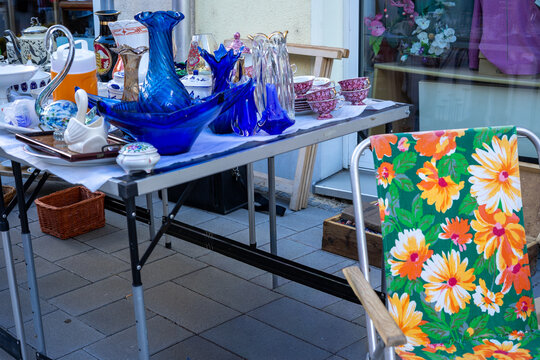 City Flea Market with Vintage Antiques and Collectibles