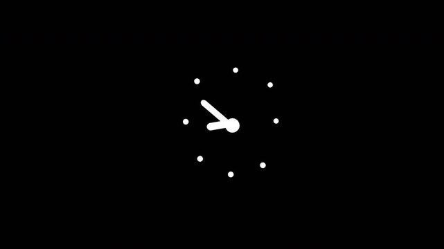  simple doodle animation analog clock 4k in black background