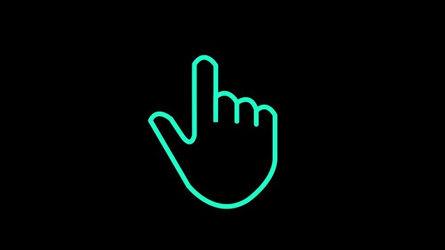Animated finger touch linear icon. Touchscreen control gesture. Smartphone display. Pointing up. Seamless loop HD video with alpha channel on transparent background. Outline motion graphic animation