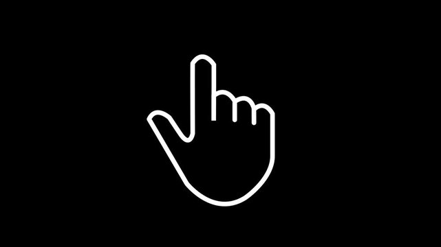 Animated finger touch linear icon. Touchscreen control gesture. Smartphone display. Pointing up. Seamless loop HD video with alpha channel on transparent background. Outline motion graphic animation