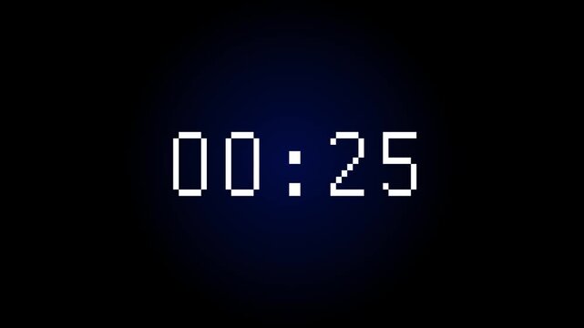 Countdown Digital Clock Animation 30 to 0 second Countdown digital clock timer icon.Animation of glowing 30 to 0 second countdown timer. minute stopwatch , analog clock icon animation. 4k video