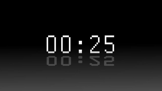 Countdown Digital Clock Animation 30 to 0 second Countdown digital clock timer icon.Animation of glowing 30 to 0 second countdown timer. minute stopwatch , analog clock icon animation. 4k video