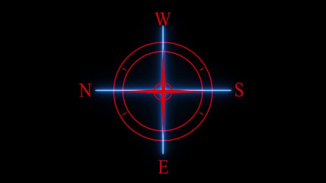 Compass icon animated.Compass line icon on the Alpha Channel.Directional compass icon illustration..