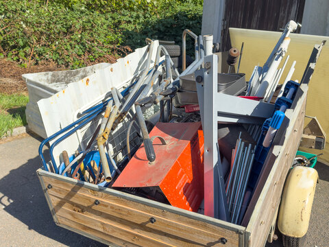 Trailer Loaded with Scrap Metal for Recycling Center &ndash; Waste Management and Metal Recycling