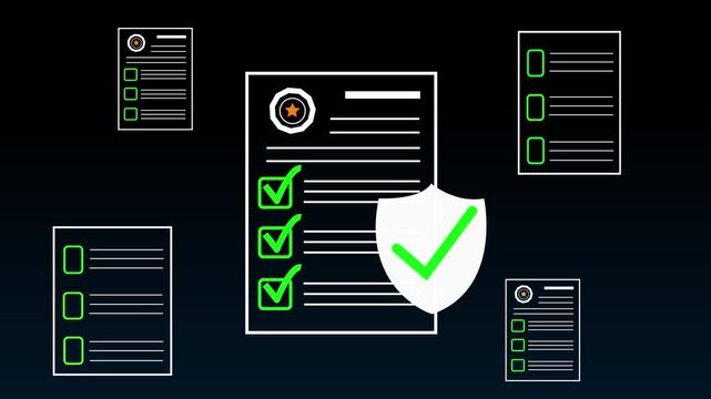 Businessman checking steps through document with a list of checkboxes ,regulation ,practices and policies ,Terms and conditions ,Examination of ethical rules ,Evaluate quality and efficiency