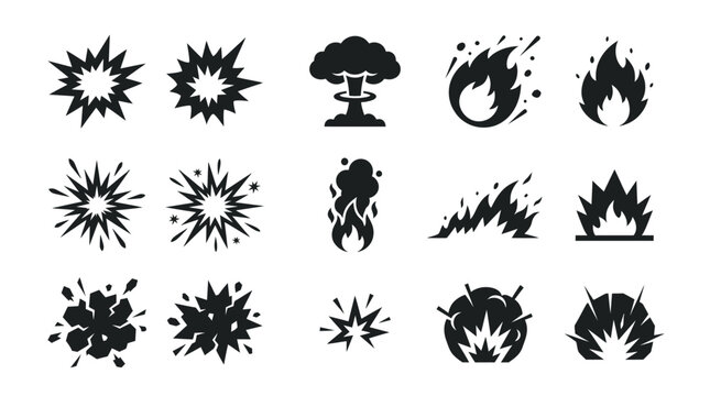 Collection of fire explosion icons.