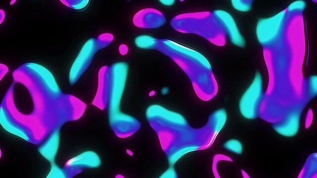 Holographic Liquid Ink Blobs Morphing on Black Background &ndash; motion background

