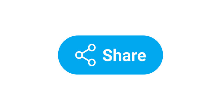 Share button rounded cyan design with connectivity network icon for social media interaction.