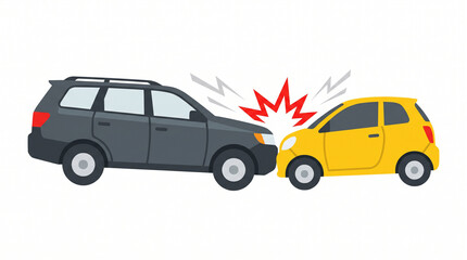 Naklejka premium SUV and small car collision vector illustration featuring a side-front impact crash on a highway