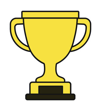 A simple flat vector illustration of a golden trophy cup icon.