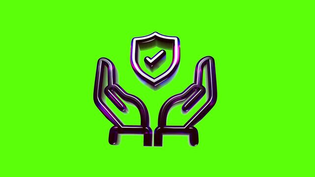 Shiny 3d hands holding a shield icon with a check mark representing safety and protection concept