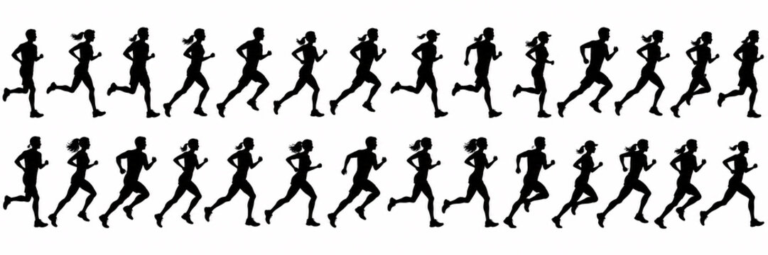 Running Man Silhouette Sequence Showing Motion and Sprinting