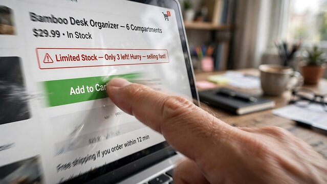 Online Shopping Urgency: Clicking 'Add to Cart' with Limited Stock Warning