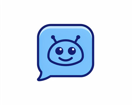 Smiling cute alien character in speech bubble icon