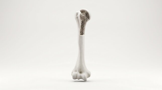 Human humerus arm bone anatomy with internal porous structure for medical and orthopedic study