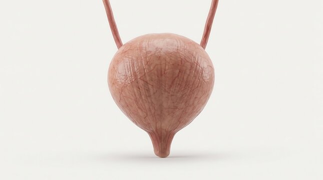 Human urinary bladder anatomy with ureters for urology and clinical medical education study