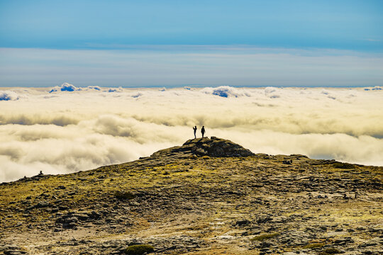 Clouds above mountain. Serra da Estrela in Portugal.