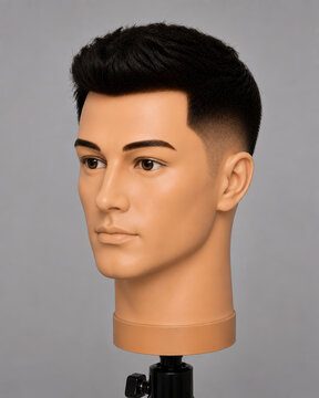 Clean Shaven Barber Training Mannequin Head with Styled Hair